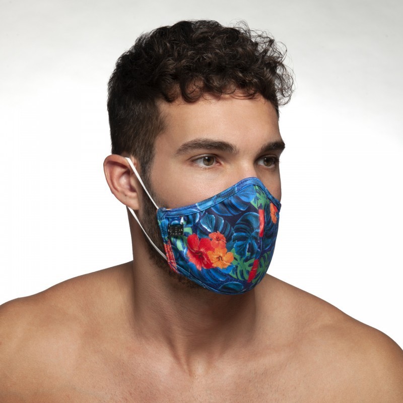 Es Collection AC099 Flowery Mask Navy, nastavitelná ochranná rouška s potiskem