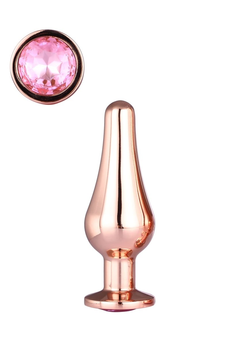 Dream Toys Gleaming Love Rose Gold Pleasure Plug S, kovový análny kolík 9,4 x 1,4–3,2 cm