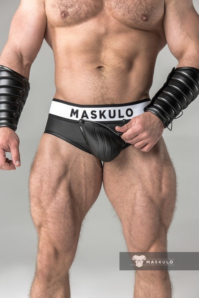 Slipy Maskulo BR12-90 Rubber Look Briefs čierne