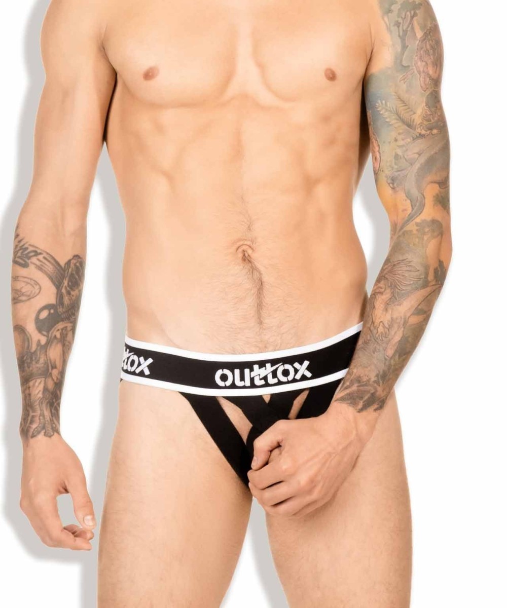 Outtox JS142-90 Open-Pouch Jockstraps Black