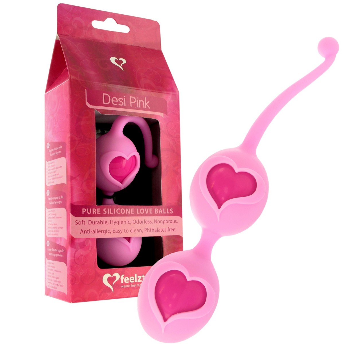 FeelzToys Desi Love Balls Pink, silikónové Kegelove guličky