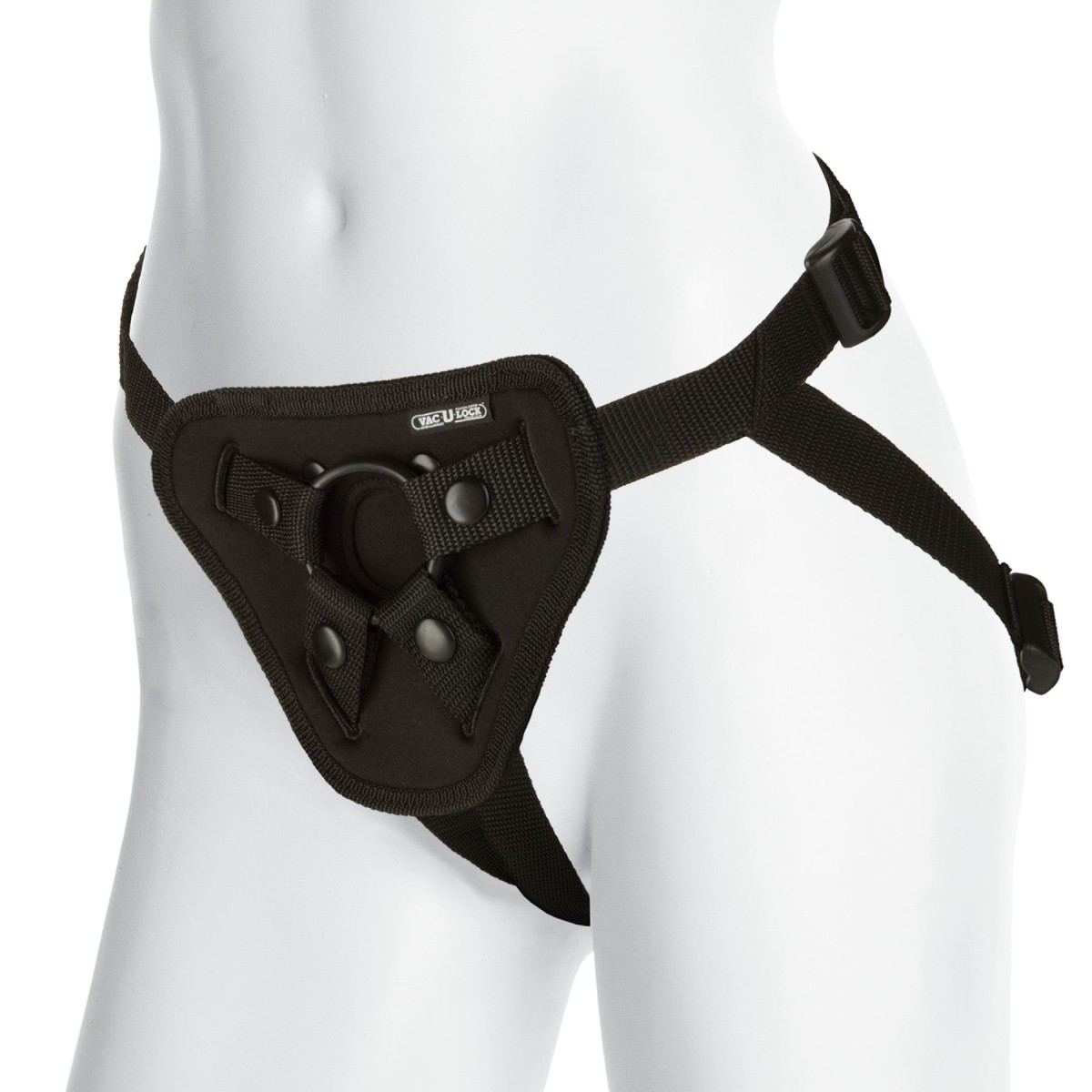 Doc Johnson Vac-U-Lock Luxe Harness, černý strap-on postroj s Vac-U-Lock