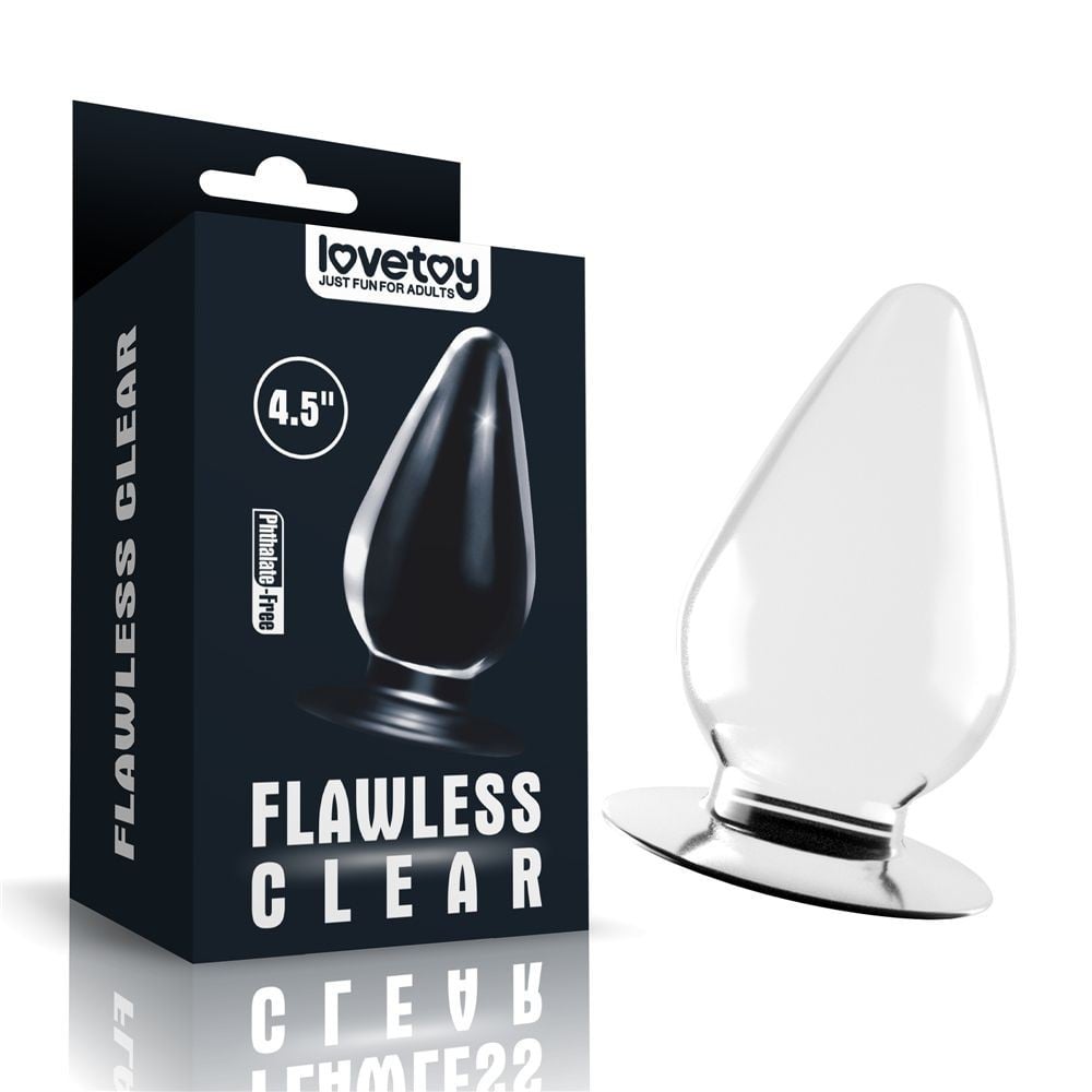 Lovetoy Flawless Clear Anal Plug 4.5″, průhledný anální kolík 11,4 x 5,7 cm