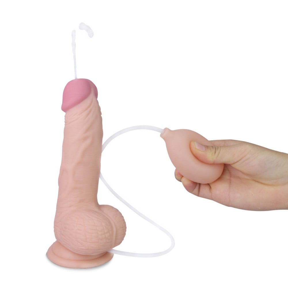 Lovetoy 8″ Soft Ejaculation Cock with Ball, měkké realistické dildo s přísavkou 20 x 4,3 cm