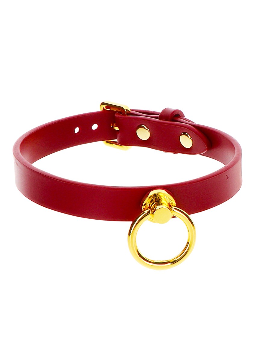 Taboom O-Ring Collar, červený obojek z umělé kůže