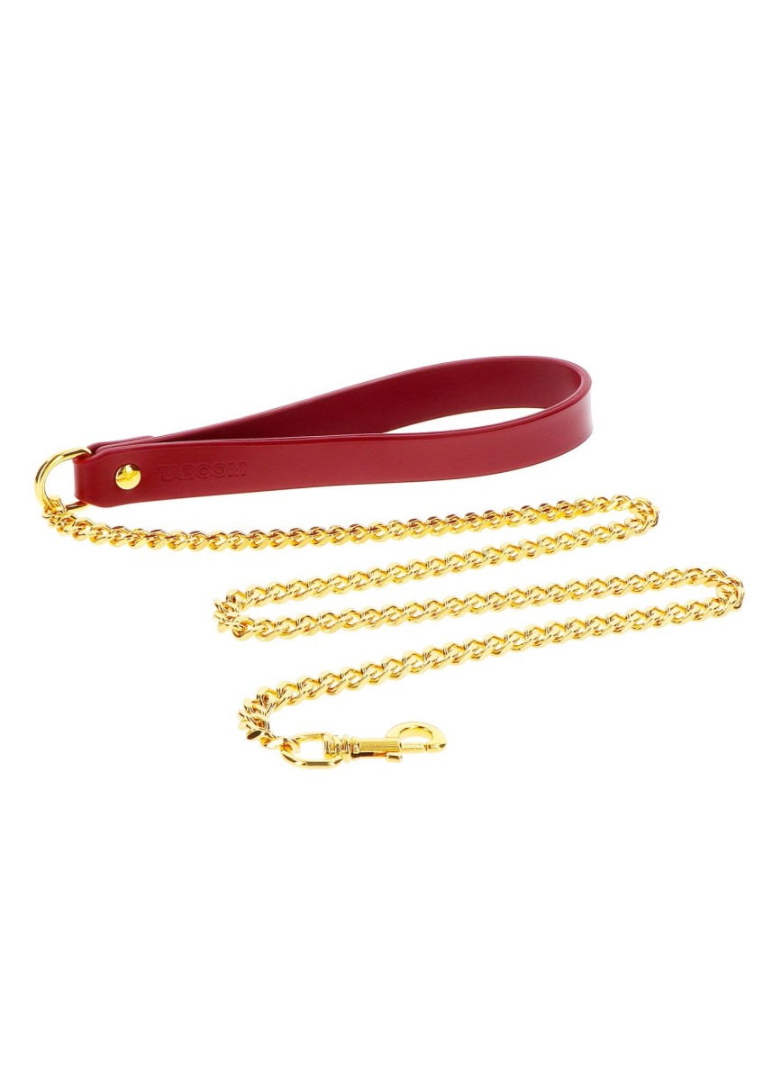 Taboom Chain Leash, červené vodítko z umelej kože