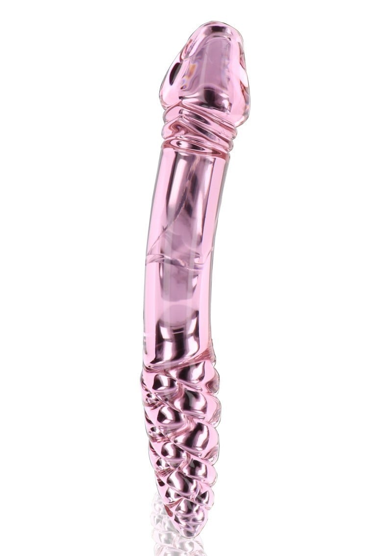 ToyJoy Glass Worxx Rhinestone Scepter, oboustranné skleněné dildo 23,5 x 2,8–3,8 cm