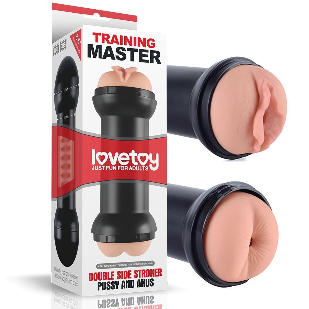 Lovetoy Training Master Double Side Stroker Pussy and Anus, oboustranný masturbátor – vagína a anál