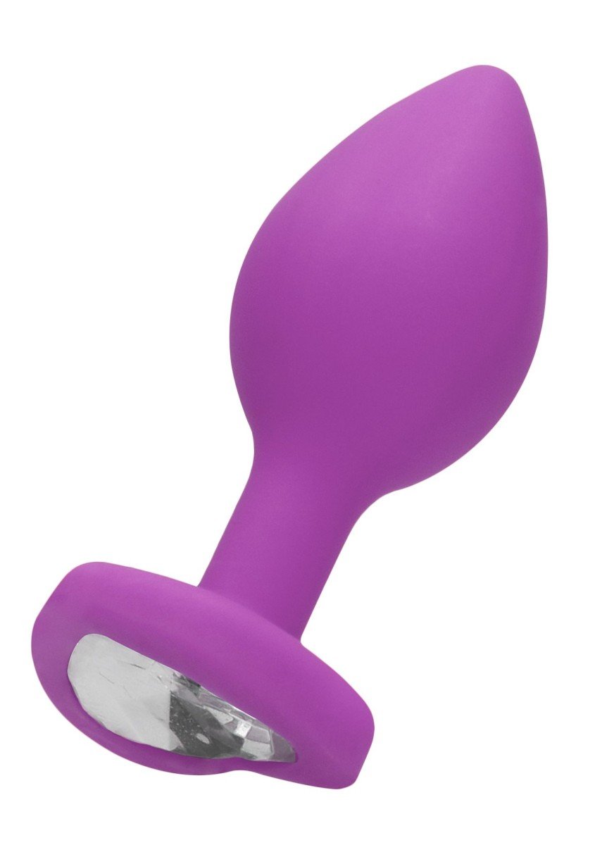 Shots Ouch! Diamond Heart Butt Plug Regular Purple, silikonový anální kolík ve tvaru srdce 7,4 x 2,9 cm