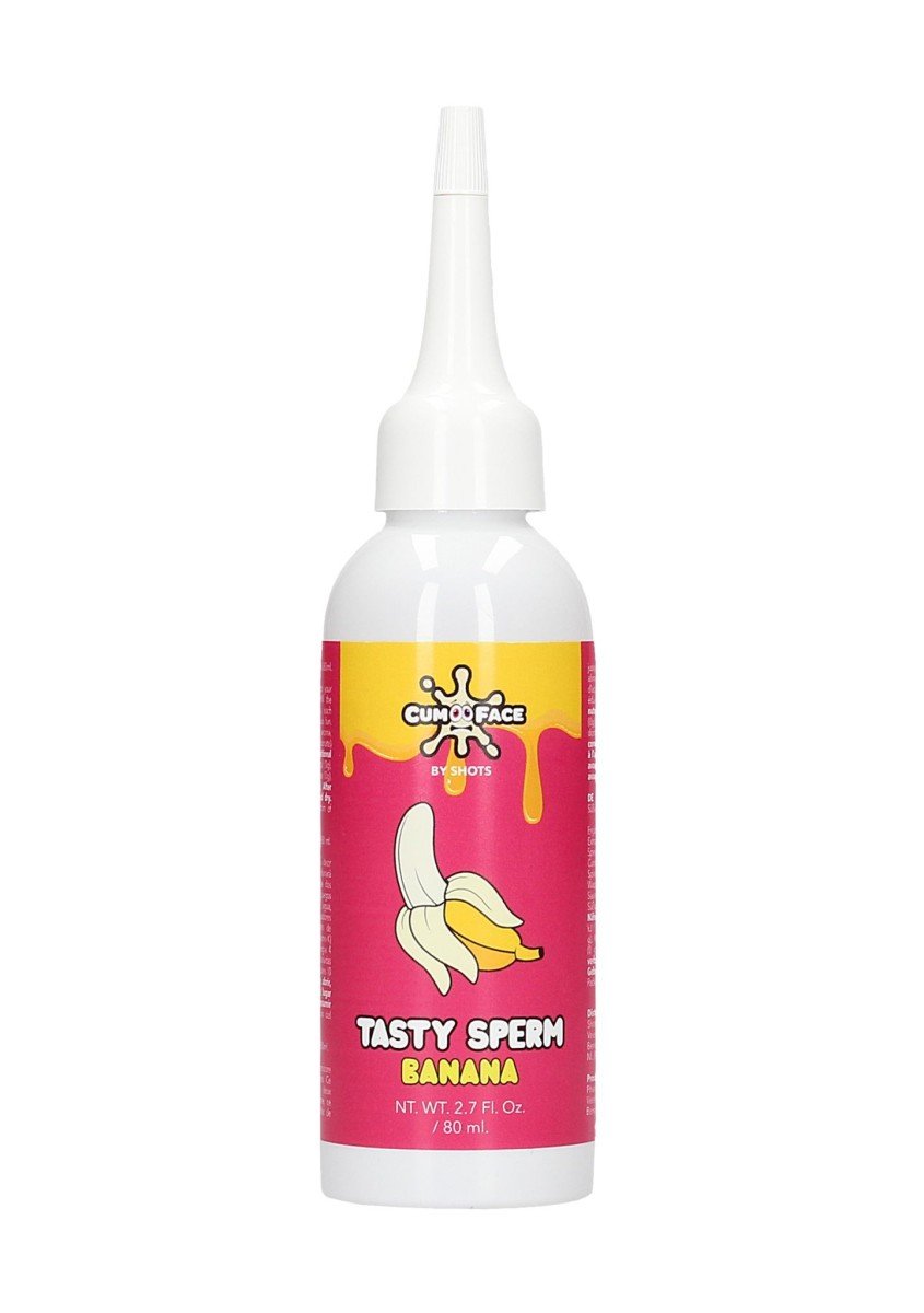 Cum Face Tasty Sperm Banana 80 ml, příslušenství k párty hře Cum Face