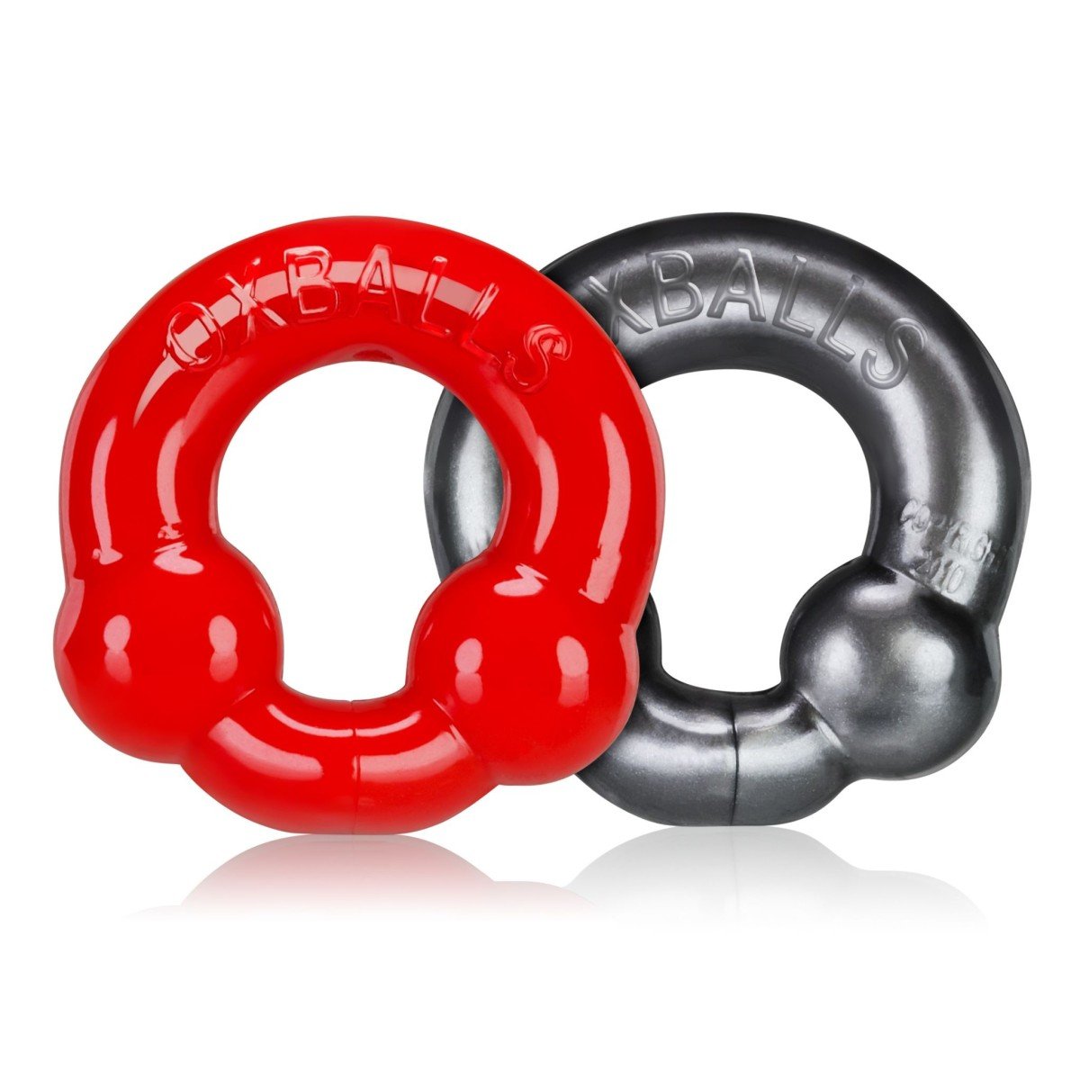 Oxballs Ultraballs Cock Rings Silver Steel and Red