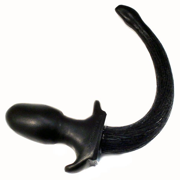 SquarePegToys Happy Puppy Tail Black Small, silikonový anální kolík – psí ocas 8,5 x 4 cm