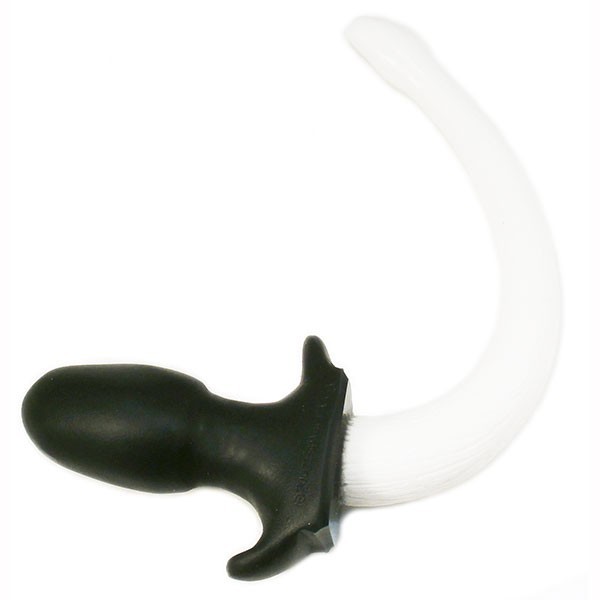 Análny kolík s chvostom SquarePegToys Happy Puppy Tail White M