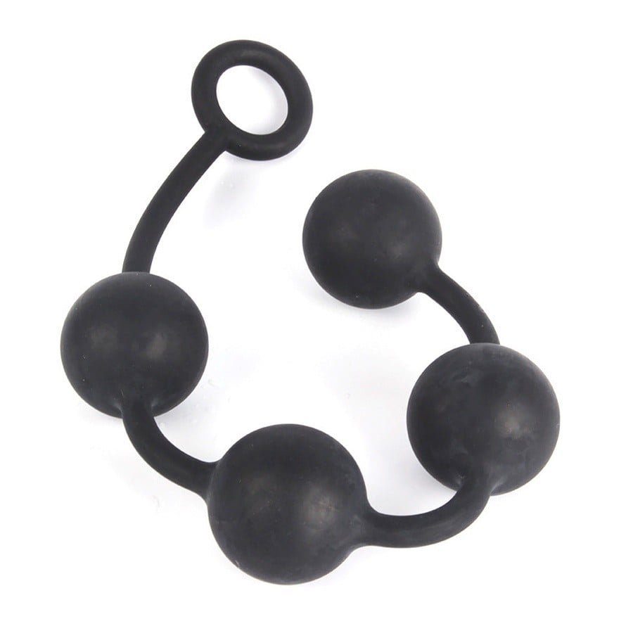 Slave4master Silicone Anal Balls M, černé anální kuličky 38 x 3,8 cm