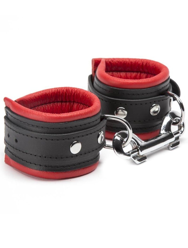 Slave4master Leather Ankle Restraints Red