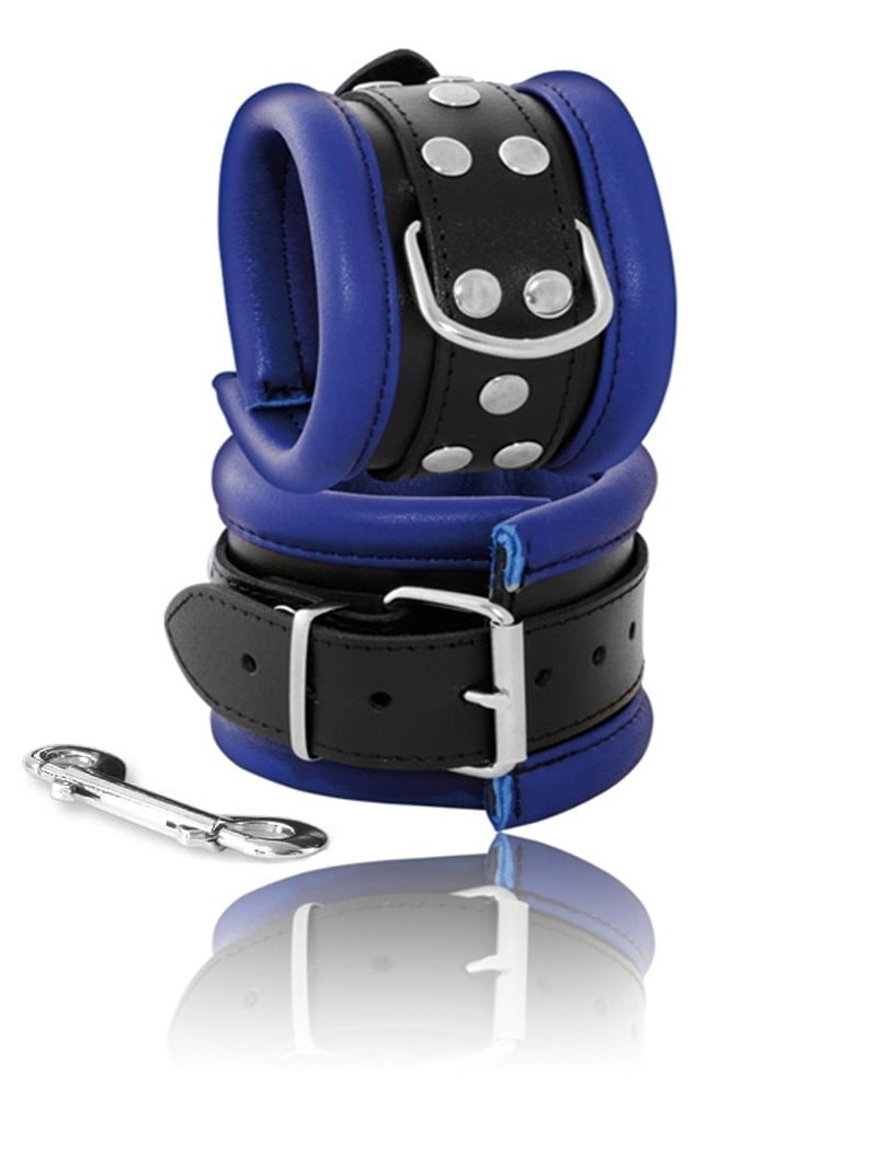 Slave4master Leather Ankle Restraints Blue