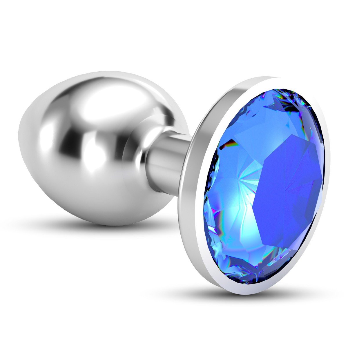 Anální šperk Crushious Bijou střední modrý, kovový anální kolík 8,2 x 3,4 cm