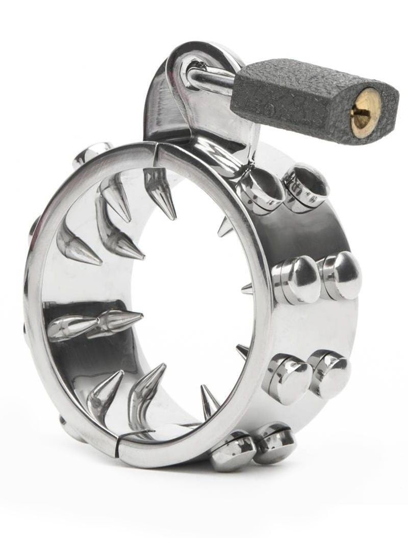 Slave4master Jaws of Pain Chastity Cock Ring, oceľový pás cudnosti 45 mm