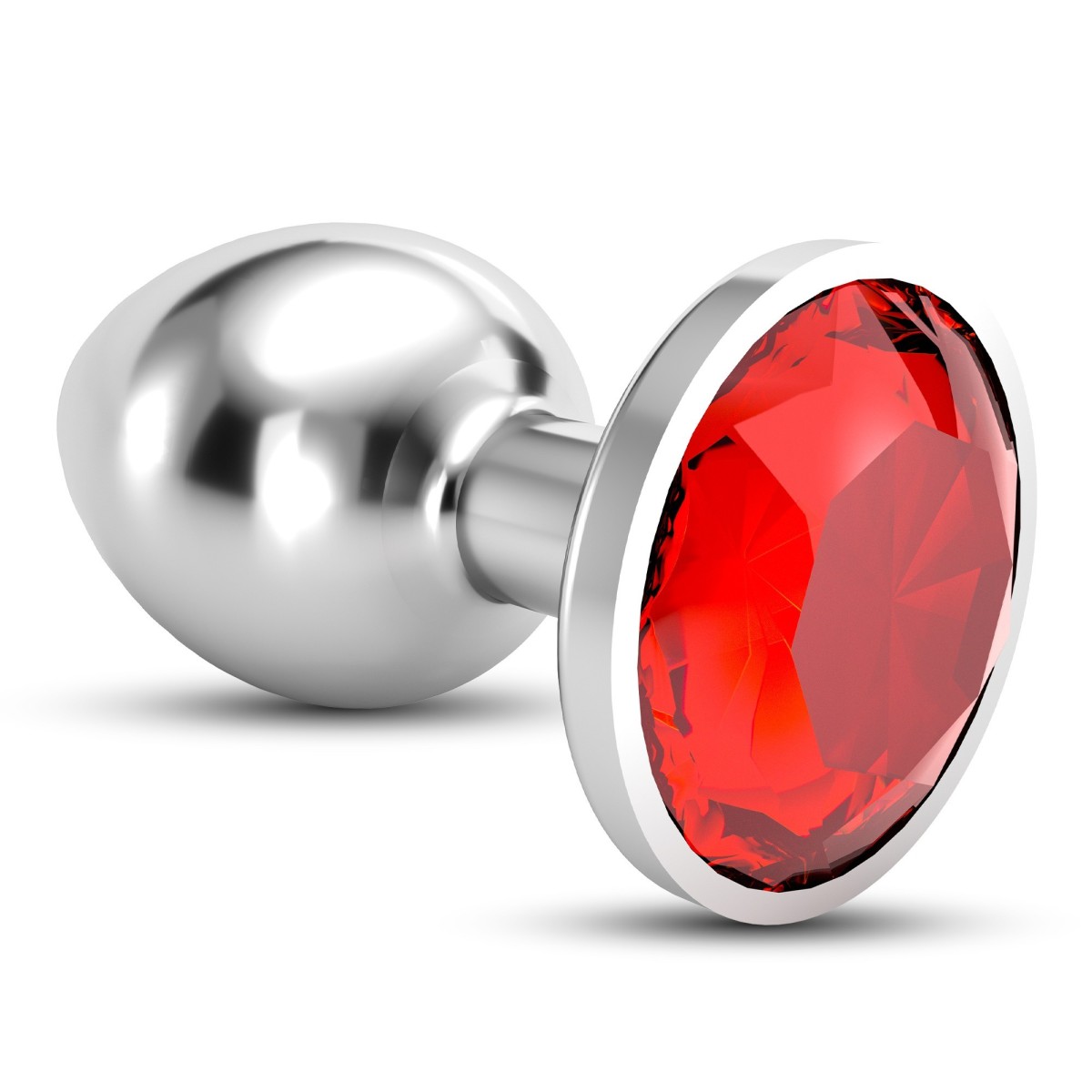 Anální šperk Crushious Bijou střední červený, kovový anální kolík 8,2 x 3,4 cm