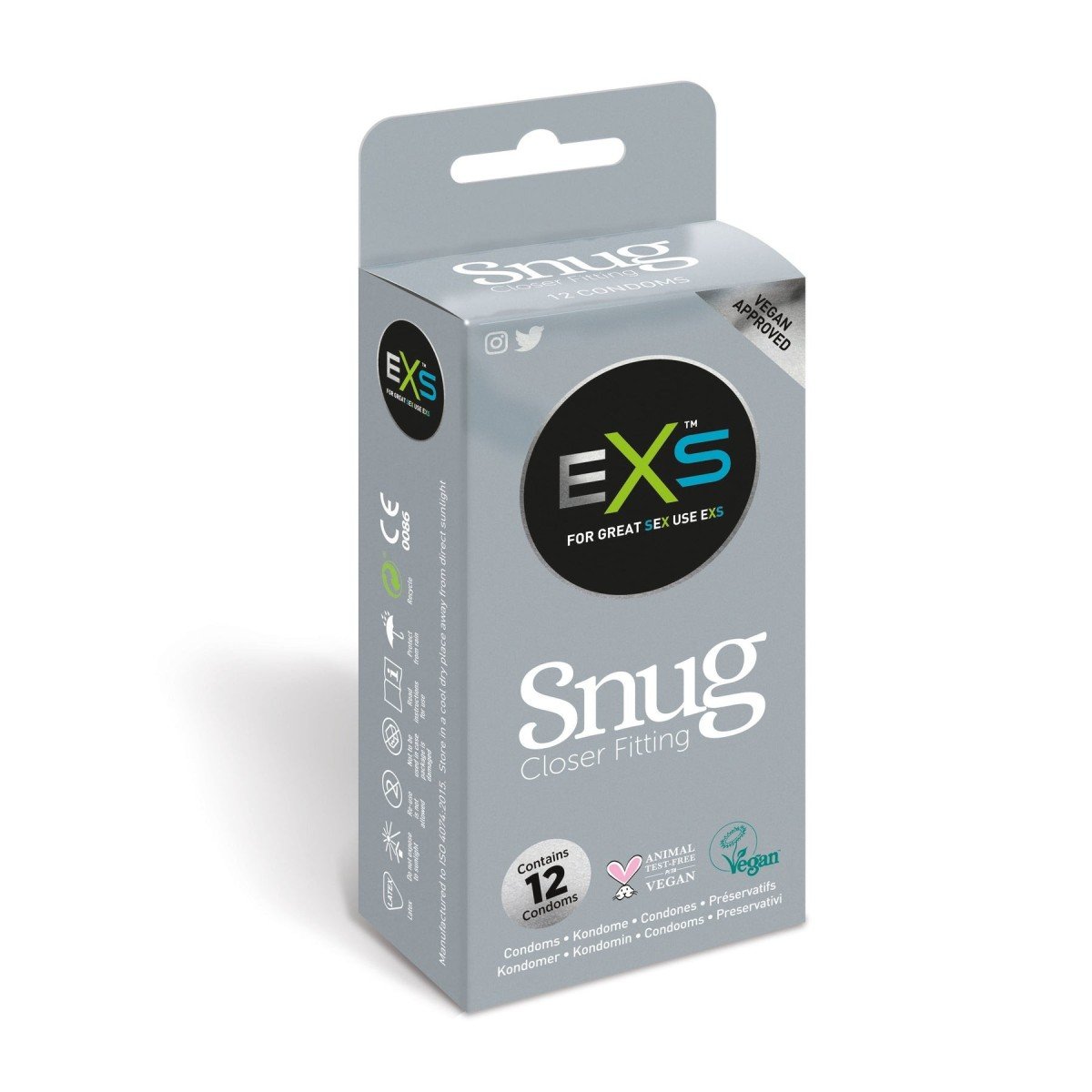 EXS Snug Fit Condoms 12 ks, kondómy s nominálnou šírkou 49 mm