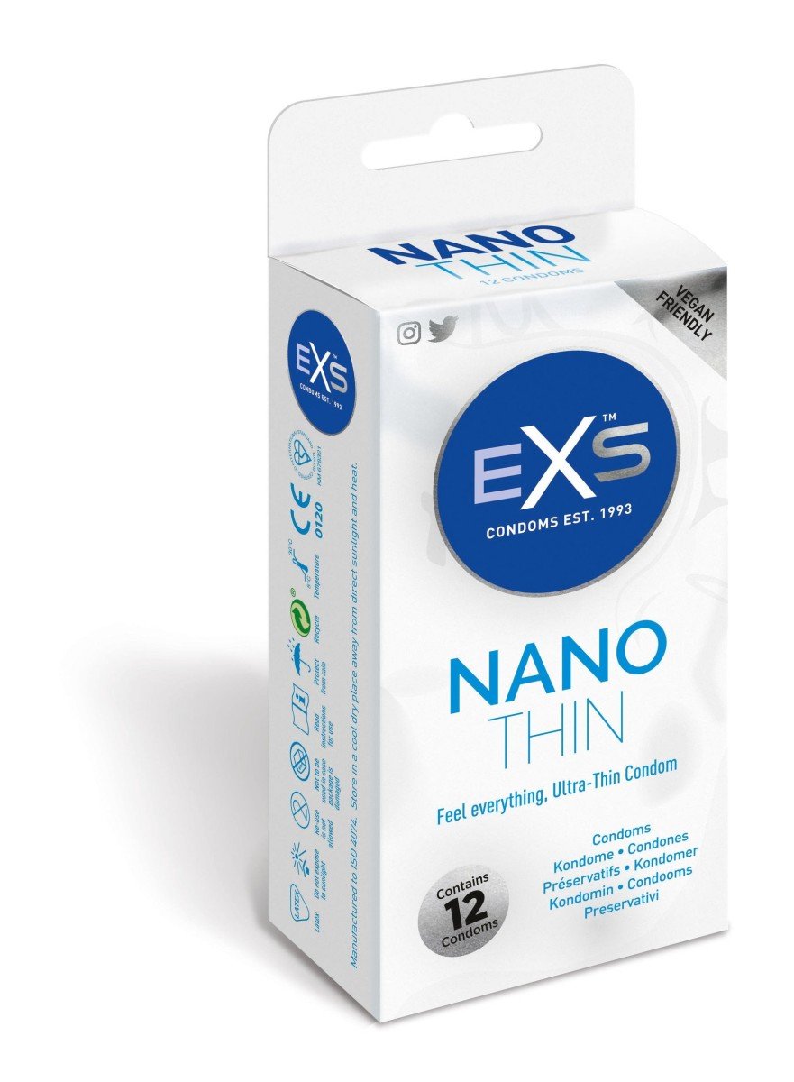 EXS Nano Thin Condoms 12 ks, ultra tenké veganské kondomy