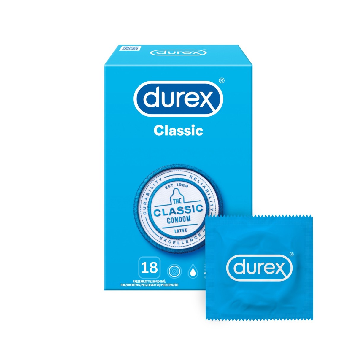 Durex Classic 18 ks, klasické latexové kondómy