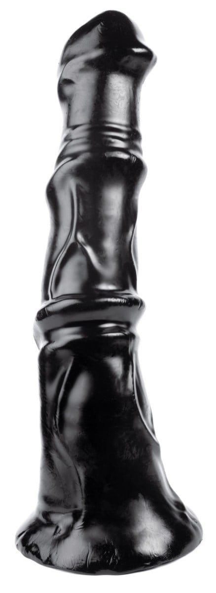 AnimHole Daddyhorse, čierne vinylové konské dildo 29,5 x 5–6,2 cm