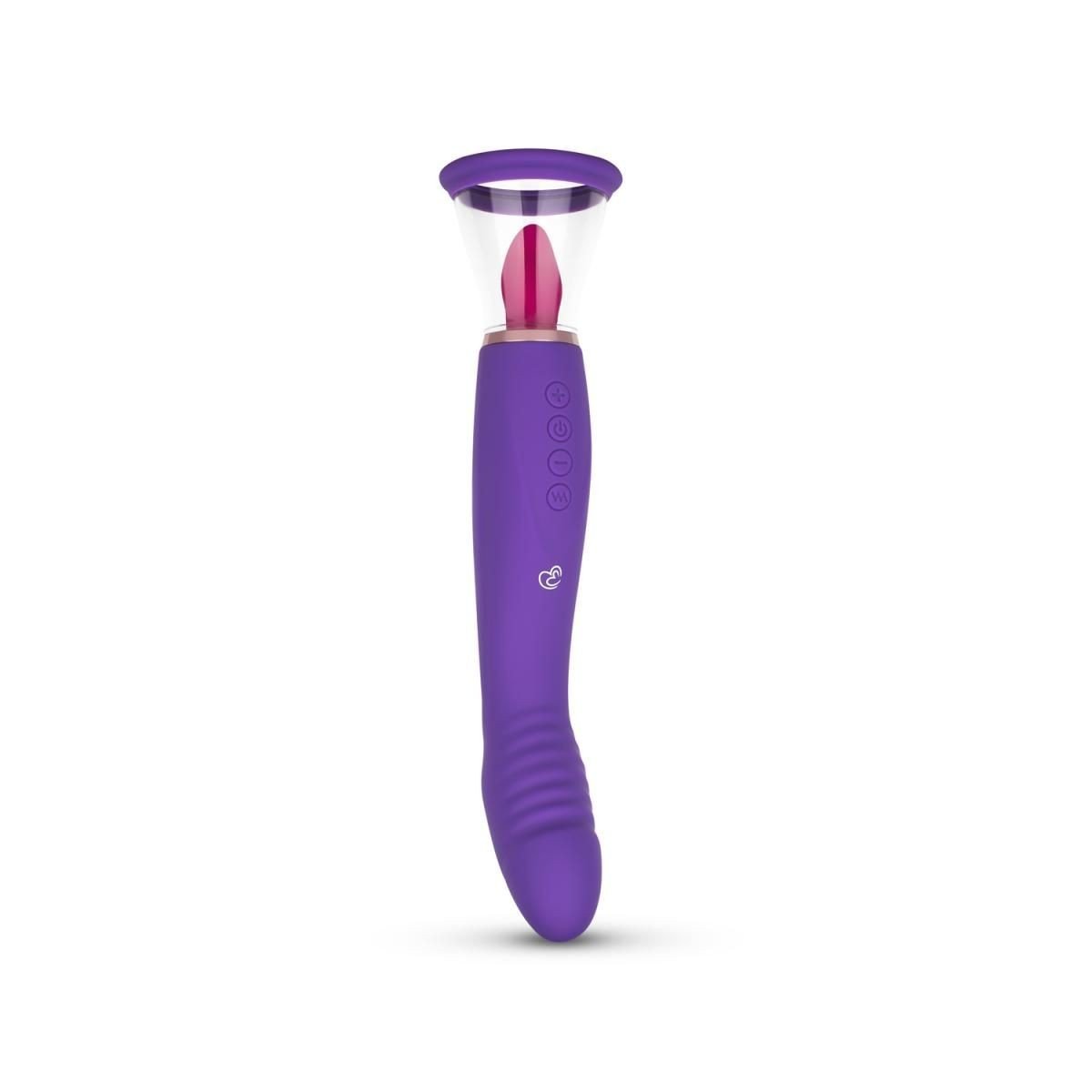EasyToys Pleasure Pump with G-Spot Vibrator Purple, pumpa se stimulačním jazýčkem a vibrátorem na bod G
