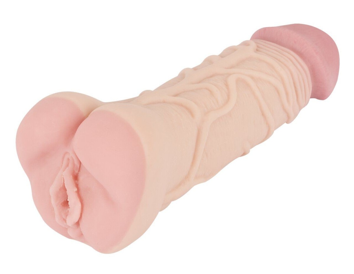 Nature Skin 2 in 1 Extension + Masturbator, realistický masturbátor a návlek na penis