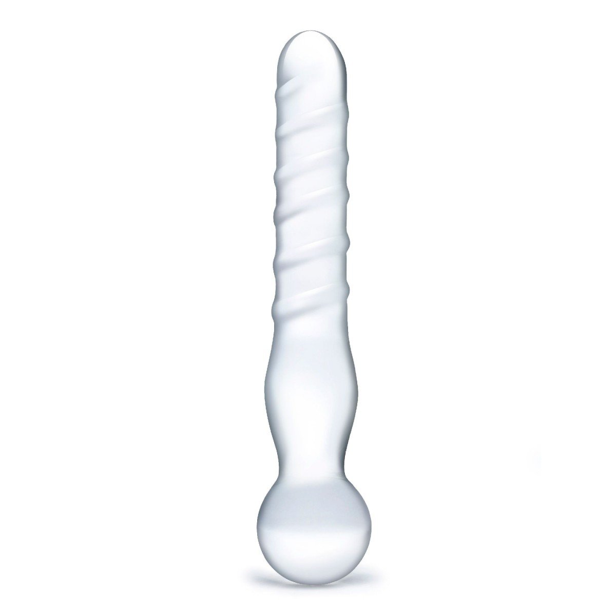 Gläs Joystick Clear Glass Dildo, priehľadné sklenené dildo 19 x 2,5–3,9 cm