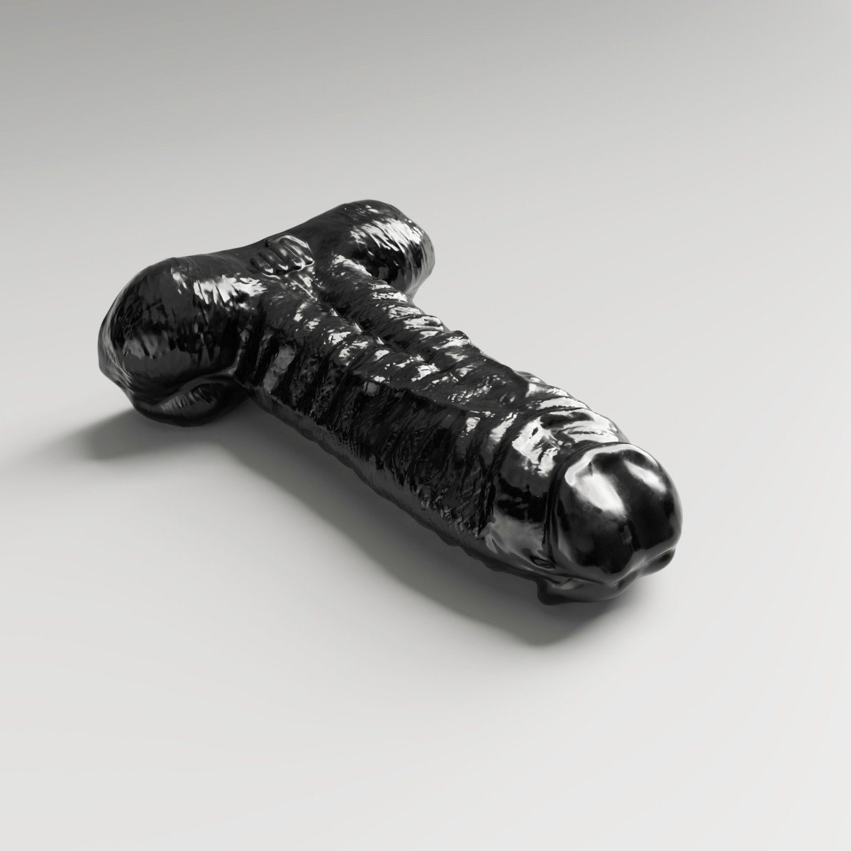 All Black Steroid ABS11 The Personal Trainer, černé dvojité dildo 37 x 10,5–14,6 cm