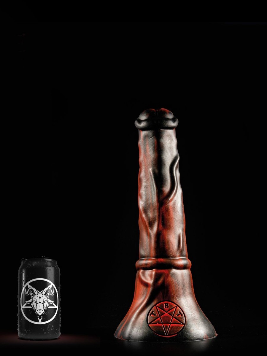 Twisted Beast Orobas Inferno Large, prémiové silikónové dildo s Vac-U-Lock 35 x 5,5–9,3 cm