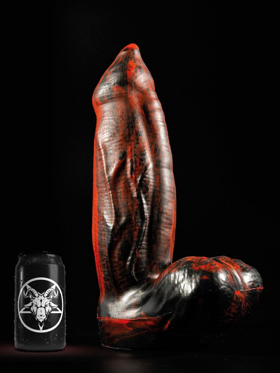 Twisted Beast Mammon Inferno XXL, prémiové silikónové dildo s Vac-U-Lock 35,2 x 7,2–10,1 cm