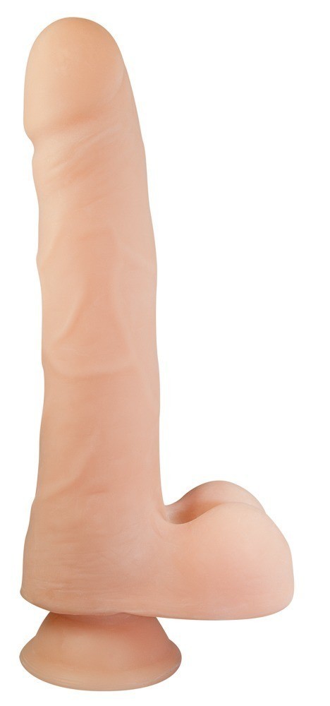 Nature Skin TPR Dong II, tělové dildo s přísavkou a varlaty 26 x 4,5 cm