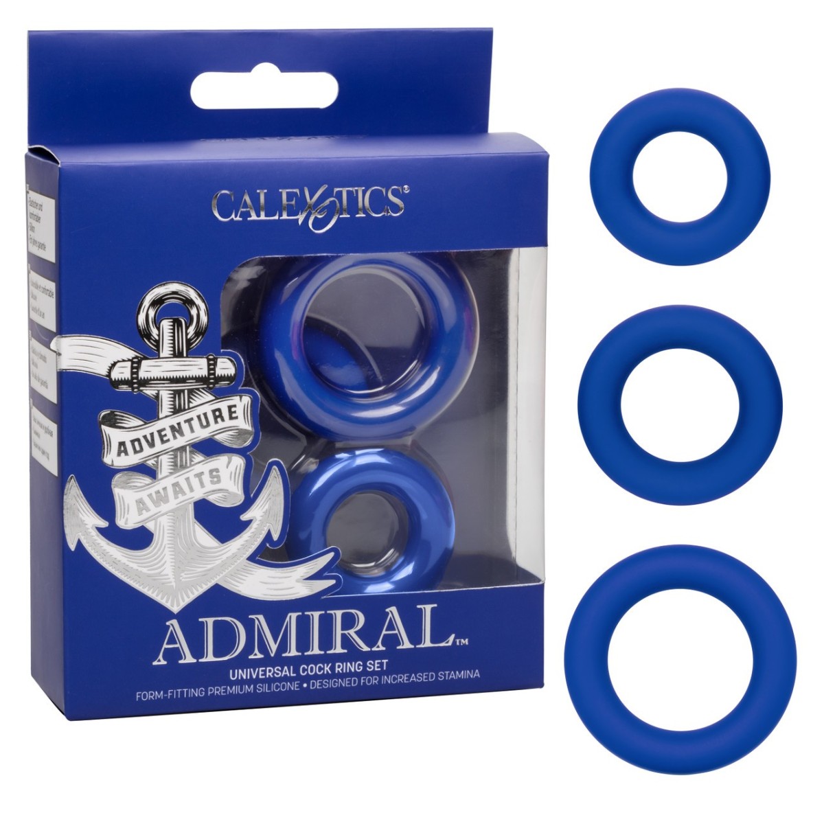 CalExotics Admiral Cock Ring Set, sada 3 ks elastických kroužků na penis