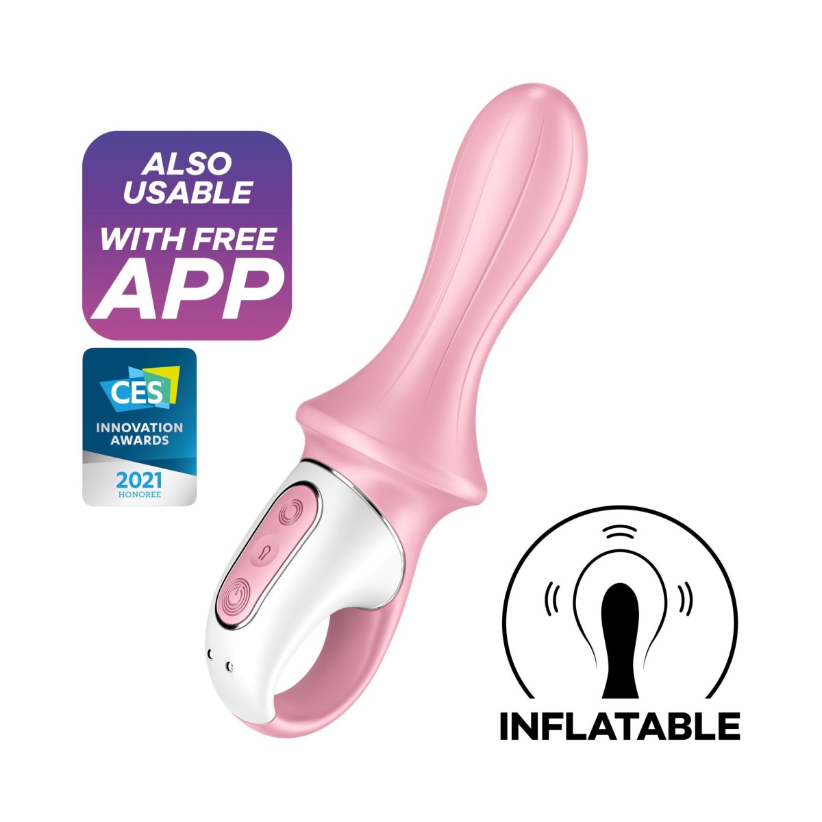 Satisfyer Air Pump Booty 5+, chytrý anální vibrátor 17,5 x 4 cm