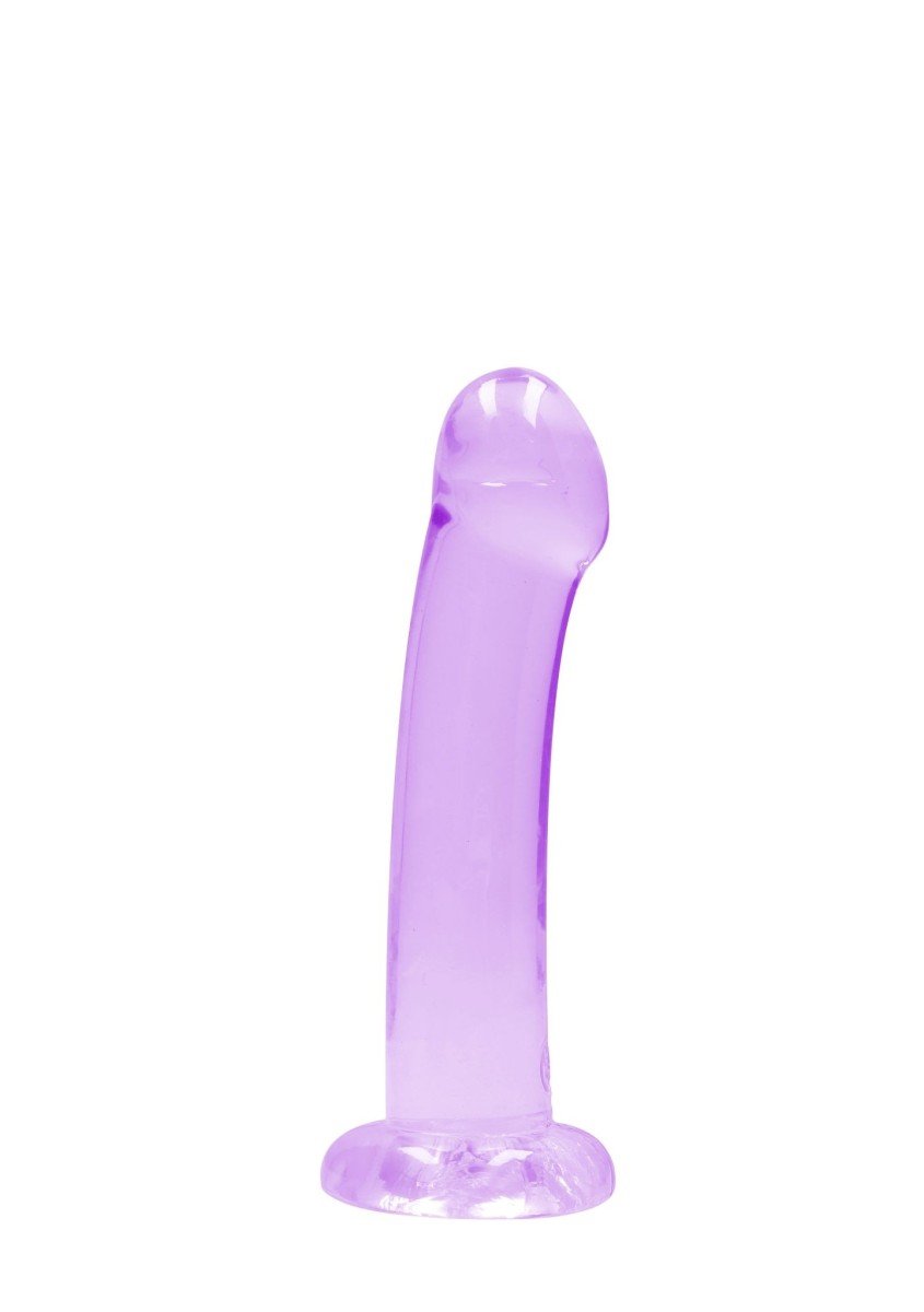Gelové dildo RealRock Crystal Clear Non Realistic 7″ fialové, dildo s přísavkou 19 x 3,5 cm
