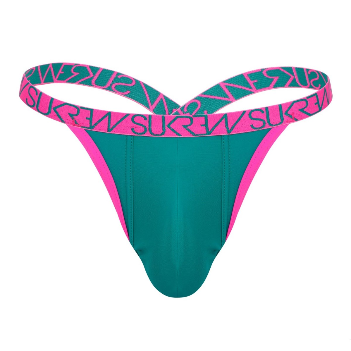 Pánská tanga Sukrew Green-Pink Bubble Thong L, zeleno-růžová pánská tanga