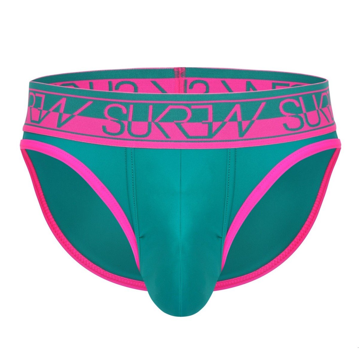 Slipy Sukrew Green-Pink Brief S, zeleno-růžové pánské slipy