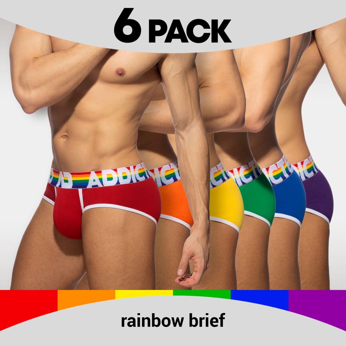 Slipy Addicted AD1142P Rainbow Brief 6 ks S, výhodné balení 6 pánských bavlněných slipů