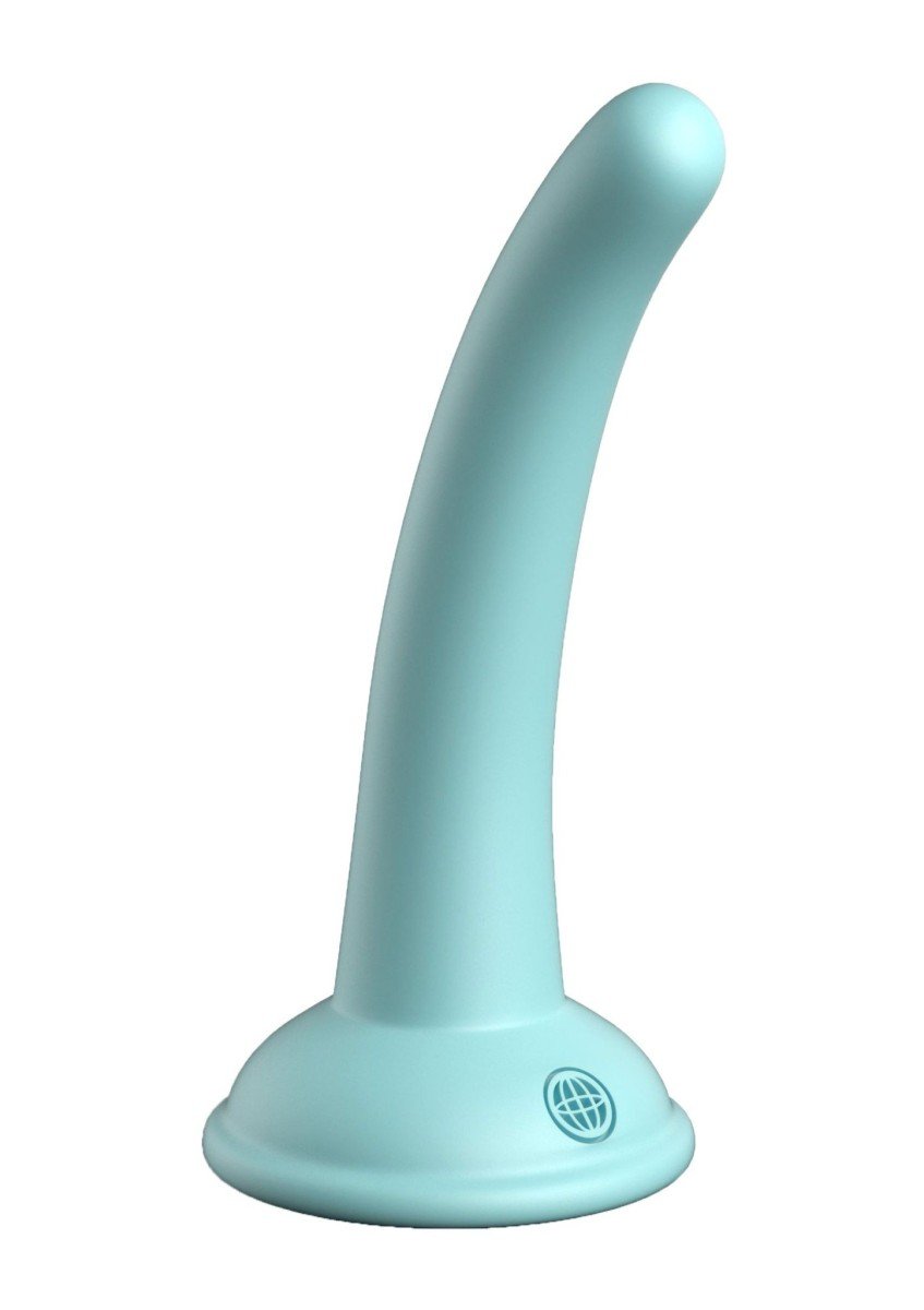 Silikónové dildo Dillio Platinum Curious Five tyrkysové, dildo s prísavkou 14,6 x 3 cm