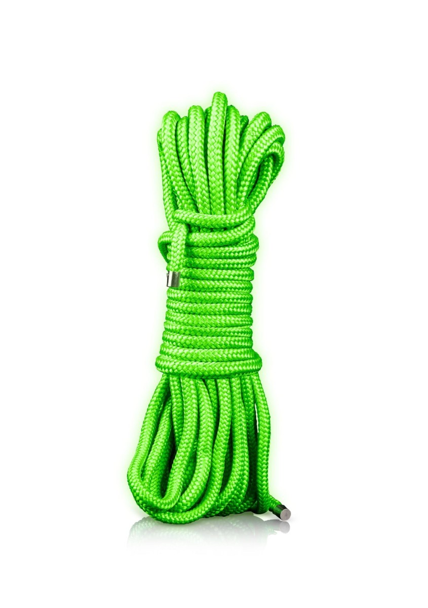 Ouch! Glow in the Dark Rope 10m/32,8ft – 16 strings, provaz pro bondage z polypropylenu