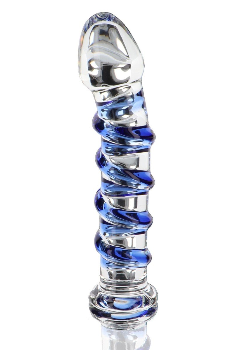 ToyJoy Glass Worxx G-Spot Gemstone, strukturované skleněné dildo 17 x 2,8–3,6 cm
