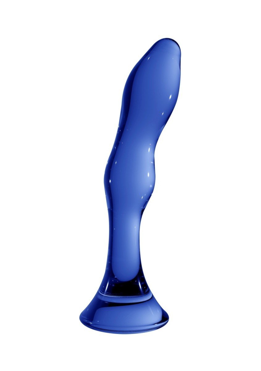 Shots Chrystalino Galant Blue, modré sklenené dildo 18 x 3,5 cm