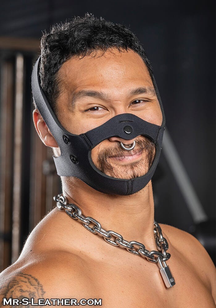 Mr. S Leather Neo Face Muzzle Head Harness, neoprenový harness pro uchycení čumáku
