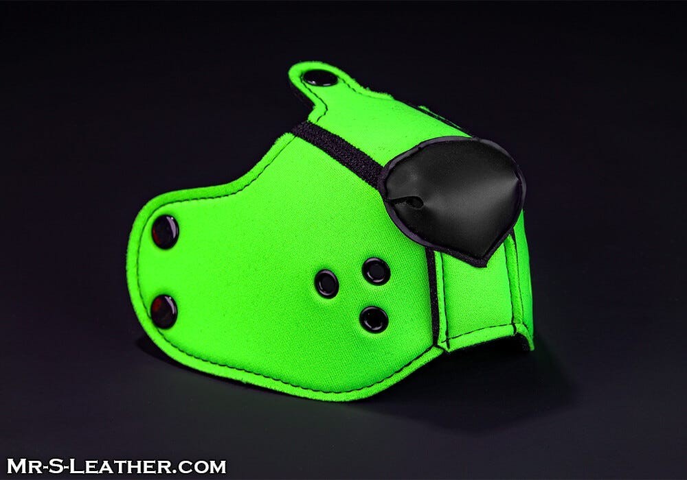 Mr. S Leather Neoprene K9 Muzzle Lime, neoprenový čumák pro puppy play