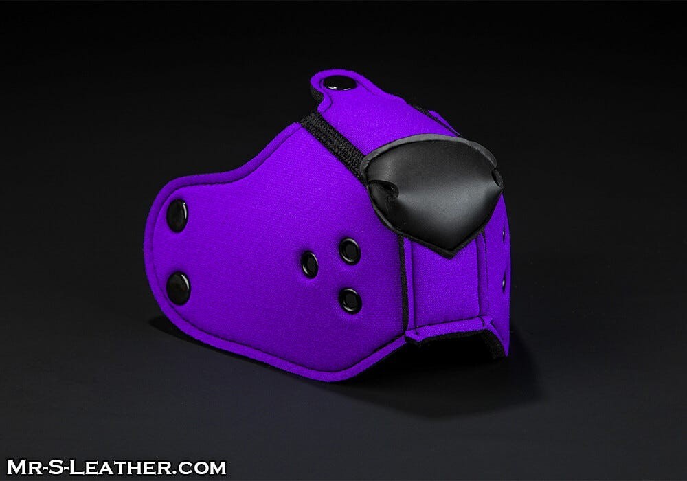 Mr. S Leather Neoprene K9 Muzzle Purple, neoprenový čumák pro puppy play