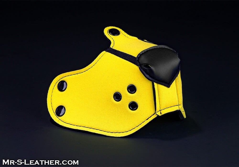 Mr. S Leather Neoprene K9 Muzzle Yellow, neoprenový čumák pro puppy play