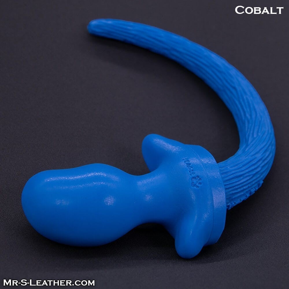 Mr. S Leather Puppy Tail from Oxballs Cobalt, silikonový anální kolík – psí ocas 9,8 x 3,2–5,4 cm