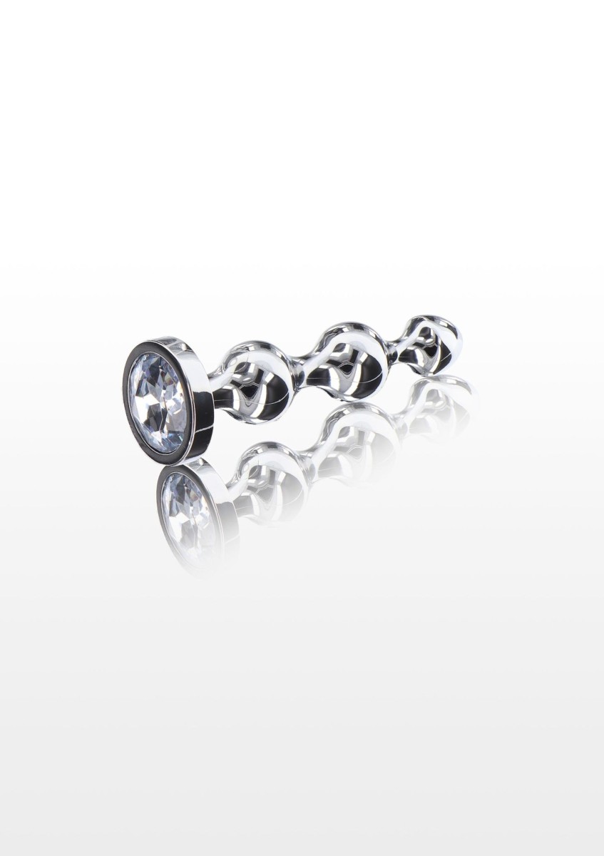 ToyJoy Anal Play Diamond Star Beads Small, kovový anální kolík 10,4 x 1,7–2,3 cm